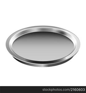 dish plate metal food. restaurant tray. cooking cloche empty 3d realistic vector. round metal plate dish vector