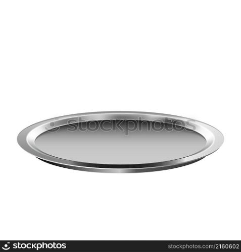dish plate metal food. restaurant tray. cooking cloche empty 3d realistic vector. metal plate vector