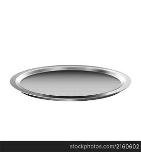 dish plate metal food. restaurant tray. cooking cloche empty 3d realistic vector. metal plate vector