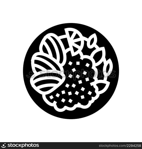 dish seafood glyph icon vector. dish seafood sign. isolated contour symbol black illustration. dish seafood glyph icon vector illustration