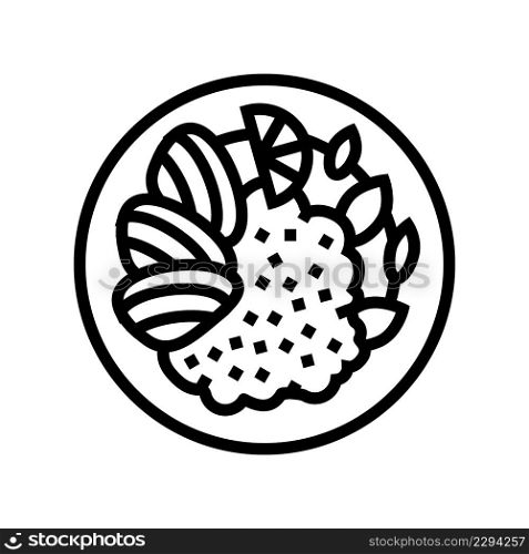 dish seafood line icon vector. dish seafood sign. isolated contour symbol black illustration. dish seafood line icon vector illustration