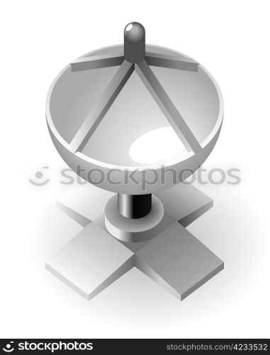Dish-shaped antenna tower. Vector illustration.