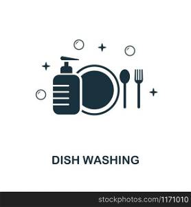 Dish Washing creative icon. Simple element illustration. Dish Washing concept symbol design from cleaning collection. Can be used for mobile and web design, apps, software, print.. Dish Washing icon. Line style icon design from cleaning icon collection. UI. Illustration of dish washing icon. Pictogram isolated on white. Ready to use in web design, apps, software, print.
