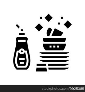 dish washing glyph icon vector. dish washing sign. isolated contour symbol black illustration. dish washing glyph icon vector illustration