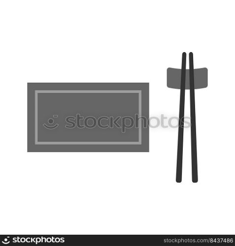 Dish with chopstick icon isolated on white background