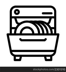 dishwasher for washing plates and glasses line icon vector. dishwasher for washing plates and glasses sign. isolated contour symbol black illustration. dishwasher for washing plates and glasses line icon vector illustration