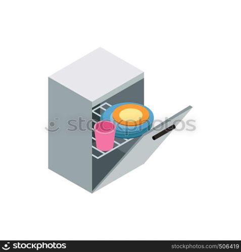 Dishwasher icon in isometric 3d style isolated on white background. Dishwasher icon, isometric 3d style