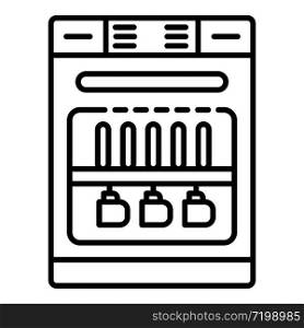 Dishwasher machine icon. Outline dishwasher machine vector icon for web design isolated on white background. Dishwasher machine icon, outline style