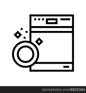 dishwasher machine line icon vector. dishwasher machine sign. isolated contour symbol black illustration. dishwasher machine line icon vector illustration