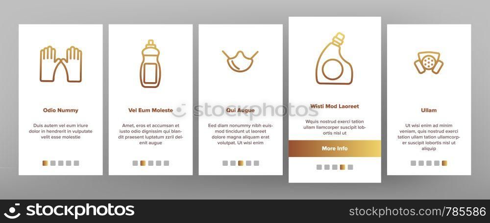 Disinfectant, Antibacterial Substance Vector Onboarding Mobile App Page Screen. Disinfectant, Sanitation and Hygiene Linear. Insecticides, Cleaning Sprays, Washing Liquid, Detergent Illustrations. Disinfectant, Antibacterial Substance Vector Onboarding