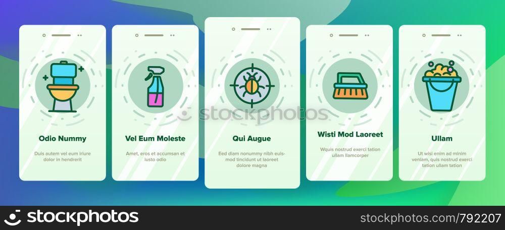 Disinfectant, Antibacterial Substance Vector Onboarding Mobile App Page Screen. Disinfectant, Sanitation and Hygiene Linear. Insecticides, Cleaning Sprays, Washing Liquid, Detergent Illustrations. Disinfectant, Antibacterial Substance Vector Onboarding