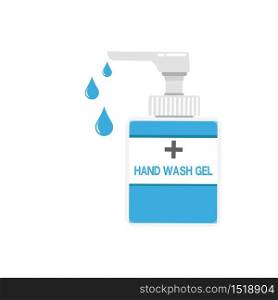 Disinfection. Hand sanitizer bottle, washing gel. Vector illustration