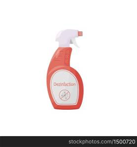 Disinfection product cartoon vector illustration. Antibacterial agent in bottle flat color object. Antivirus spray, sanitizer. Antiseptic in plastic container isolated on white background. Disinfection product cartoon vector illustration