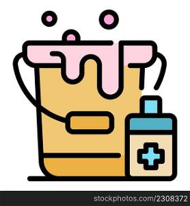 Disinfection water medical bucket icon. Outline disinfection water medical bucket vector icon color flat isolated. Disinfection water medical bucket icon color outline vector