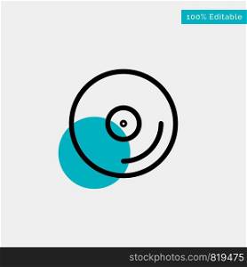 Disk, Cd, Media, Video turquoise highlight circle point Vector icon