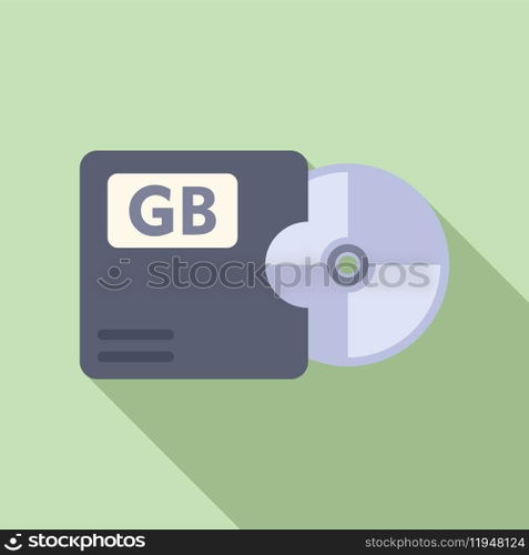 Disk gb focus solid icon flat vector. Cloud size byte. Computer flash plastic. Disk gb focus solid icon flat vector. Cloud size byte
