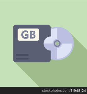 Disk gb focus solid icon flat vector. Cloud size byte. Computer flash plastic. Disk gb focus solid icon flat vector. Cloud size byte