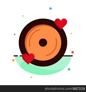 Disk, Love, Heart, Wedding Abstract Flat Color Icon Template