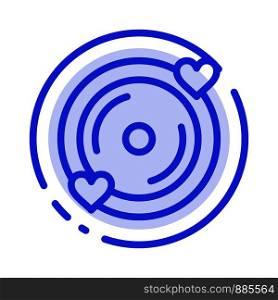 Disk, Love, Heart, Wedding Blue Dotted Line Line Icon