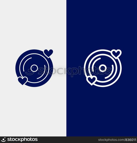 Disk, Love, Heart, Wedding Line and Glyph Solid icon Blue banner Line and Glyph Solid icon Blue banner
