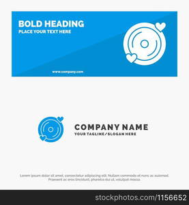 Disk, Love, Heart, Wedding SOlid Icon Website Banner and Business Logo Template