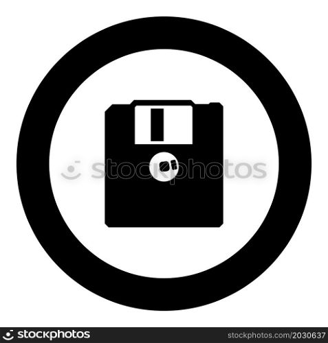 Diskette floppy disk storage concept icon in circle round black color vector illustration image solid outline style simple. Diskette floppy disk storage concept icon in circle round black color vector illustration image solid outline style