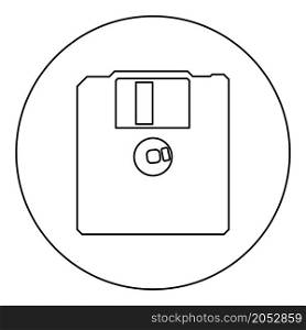 Diskette floppy disk storage concept icon in circle round black color vector illustration image outline contour line thin style simple. Diskette floppy disk storage concept icon in circle round black color vector illustration image outline contour line thin style