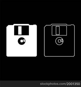 Diskette floppy disk storage concept icon white color vector illustration flat style simple image set. Diskette floppy disk storage concept icon white color vector illustration flat style image set