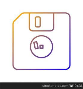 Diskette gradient linear vector icon. Removable magnetic storage. Floppy. Square plastic envelope. Vintage equipment. Thin line color symbol. Modern style pictogram. Vector isolated outline drawing. Diskette gradient linear vector icon
