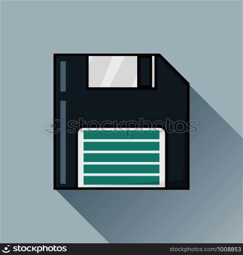 diskette with shadow on blue background, vector illustration. diskette with shadow on blue background, vector
