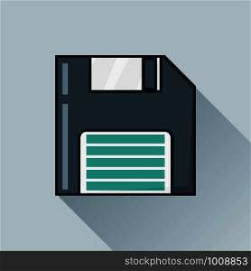 diskette with shadow on blue background, vector illustration. diskette with shadow on blue background, vector