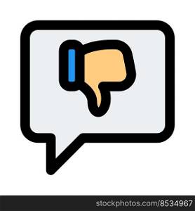 Dislike comment with thumbs down on a speech bubble
