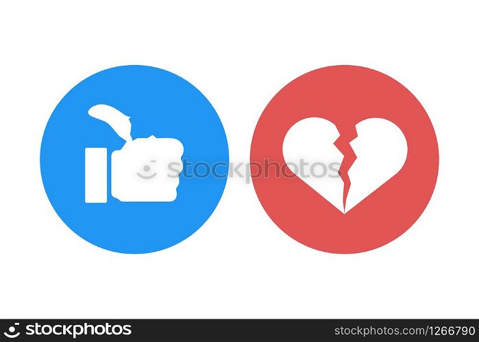 dislike creative icon broken heart isolated vector illustration