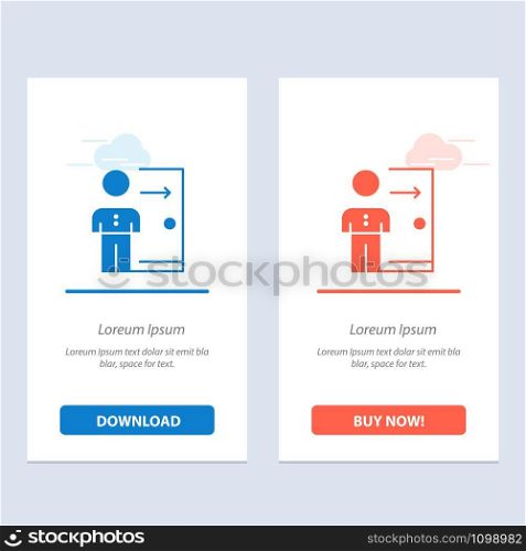 Dismissal, Employee, Exit, Job, Layoff, Person, Personal Blue and Red Download and Buy Now web Widget Card Template