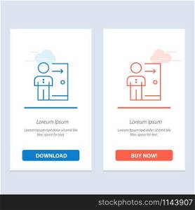 Dismissal, Employee, Exit, Job, Layoff, Person, Personal Blue and Red Download and Buy Now web Widget Card Template