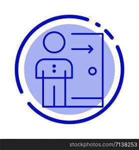 Dismissal, Employee, Exit, Job, Layoff, Person, Personal Blue Dotted Line Line Icon
