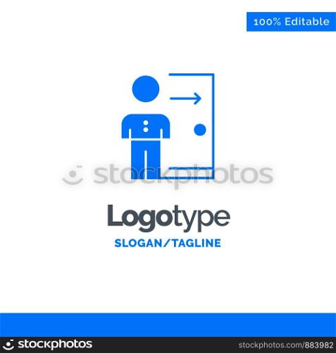 Dismissal, Employee, Exit, Job, Layoff, Person, Personal Blue Solid Logo Template. Place for Tagline