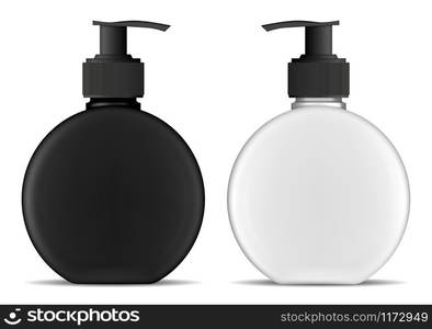 Liquid soap plastic bottle dispenser with pump. Vector isolated