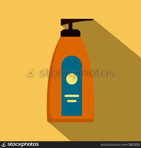 Dispenser lotion sun icon. Flat illustration of dispenser lotion sun vector icon for web design. Dispenser lotion sun icon, flat style