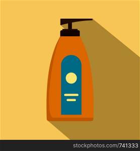 Dispenser lotion sun icon. Flat illustration of dispenser lotion sun vector icon for web design. Dispenser lotion sun icon, flat style