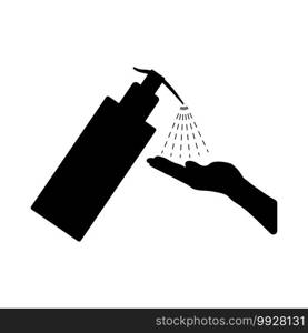 Dispenser Of Liquid Soap Icon. Black Glyph Design. Vector Illustration.