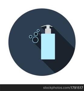 Dispenser Of Liquid Soap Icon. Flat Circle Stencil Design With Long Shadow. Vector Illustration.