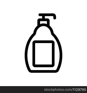 Dispenser with soap vector icon. A thin line sign. Isolated contour symbol illustration. Dispenser with soap vector icon. Isolated contour symbol illustration