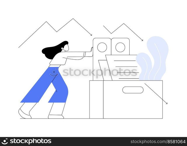 Displaced workers abstract concept vector illustration. Displaced job position, contract cessation, permanent worker laid off, bankrupt company, failed business termination abstract metaphor.. Displaced workers abstract concept vector illustration.