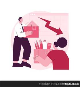 Displaced workers abstract concept vector illustration. Displaced job position, contract cessation, permanent worker laid off, bankrupt company, failed business termination abstract metaphor.. Displaced workers abstract concept vector illustration.