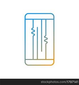 Display or lcd issues gradient linear vector icon. Cracked screen problem. Touchscreen is flickering or glitching. Thin line color symbols. Modern style pictogram. Vector isolated outline drawing. Display or lcd issues gradient linear vector icon