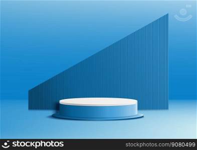Display podium product light blue and white podium. Abstract 3D product background soft blue rendering. Stage for product. You can use product presentation, show cosmetic, food supplement. Vector illustration.