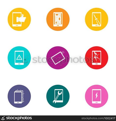 Displaying icons set. Flat set of 9 displaying vector icons for web isolated on white background. Displaying icons set, flat style