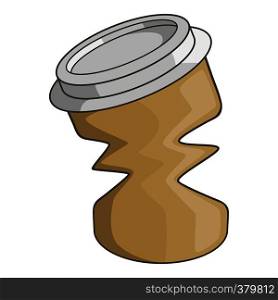 Disposable coffee paper cup garbage icon. Cartoon illustration of disposable coffee paper cup garbage vector icon for web. Disposable coffee paper cup icon, cartoon style