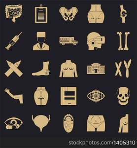 Dissection icons set. Simple set of 25 dissection vector icons for web for any design. Dissection icons set, simple style